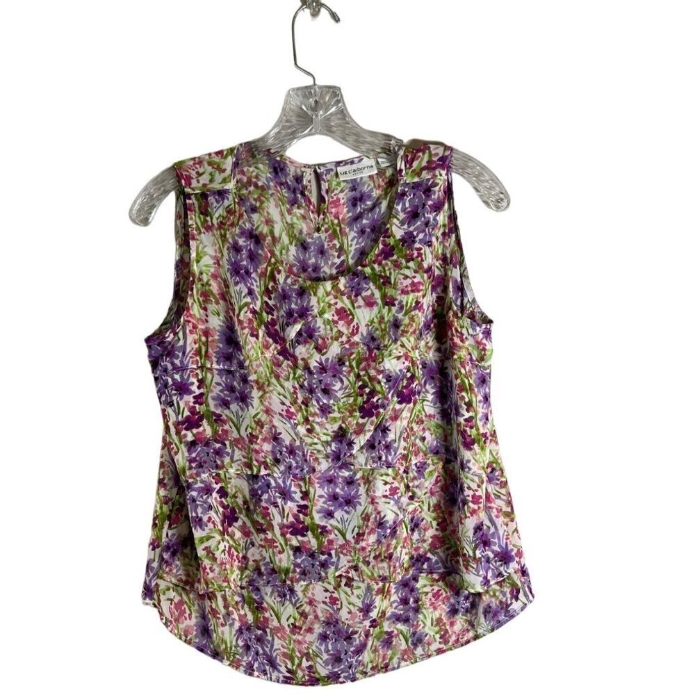 Liz Claiborne Women's Floral & Ruffle Tank Top Size Petite Medium